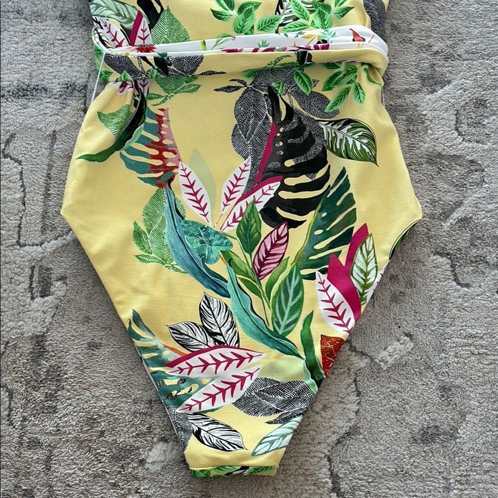 Reversible Vibrant Yellow and Green Tropical One-Piece Swimsuit - Picture 11 of 14